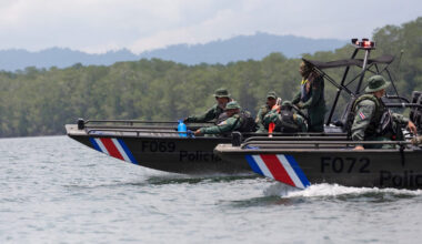 Costa Rican border patrol roam the waters of Térraba-Sierpe National Wetland. In the last decade, authorities have arrested 159 subsidized vessels for illegal infractions ranging from illegal fishing to narco-trafficking. Credit: Ministry of Public Security