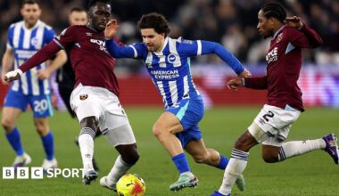 West Ham 2-2 Brighton: West Ham pegged back twice in Premier League draw