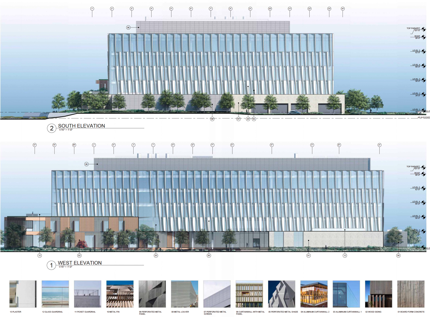505 Penobscot Drive South Building facade elevation, illustration by WRNS Studio