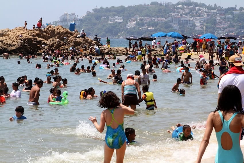 tourists at the beach