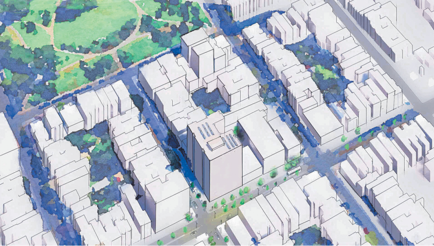 650 Divisadero Street aerial view, illustration by Mithun