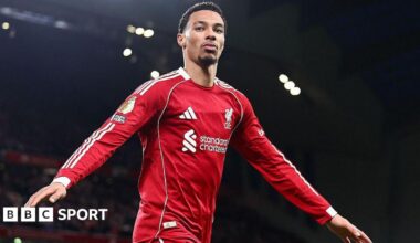 Hugo Ekitike with his arms out wide