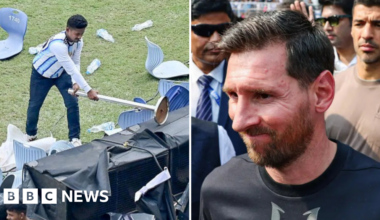 Anger at Lionel Messi 'GOAT' India tour as fans throw chairs and bottles at stadium event