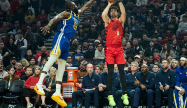 Grant and Sharpe each score 35 points to help the Blazers beat the Warriors 136-131