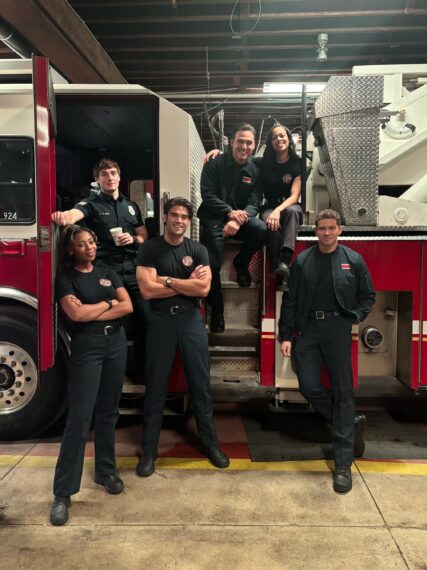 Hailey Kilgore, Michael Provost, Hunter McVey, Ryan Guzman, Juani Feliz, and Oliver Stark — '9-1-1: Nashville' Set