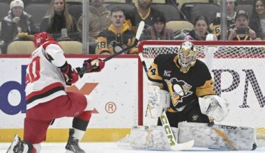 Goaltender Stuart Skinner beats Hurricanes for 1st win with Penguins