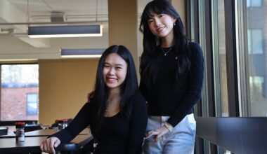Brandeis University students Sherren Jie, left, and Ivy Tran are two of the creators of the Strangers app, which matches students based on their interests for a shared meal.