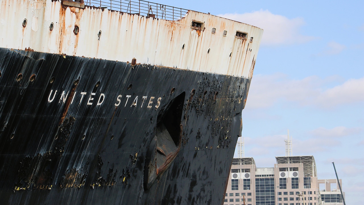 The Ocean Liner SS United States was brought to Mobile from Philadelphia, arriving March 3, 2025. Modern American Recycling & Repair Services will clean the ship up and prepare it to be sunk off the Florida coast; Okaloosa County, Fla., bought the ship for use as an artificial reef.