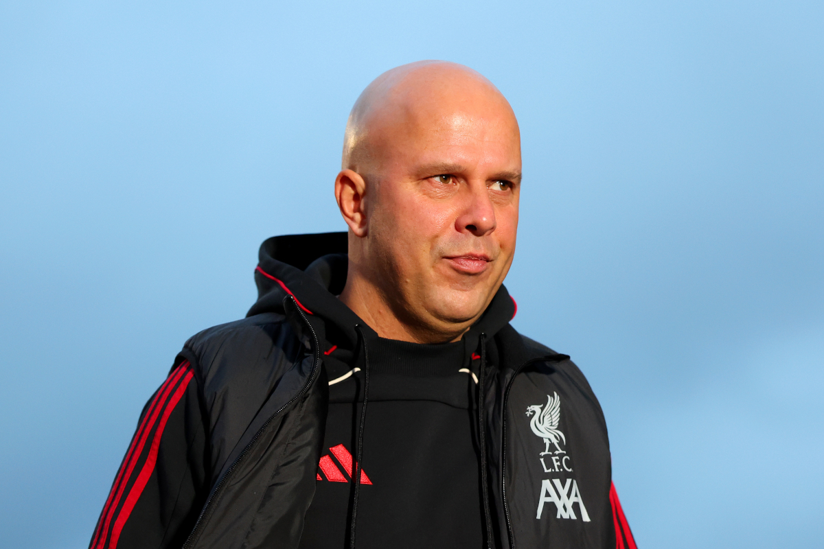 LEEDS, ENGLAND - DECEMBER 06: Arne Slot, Manager of Liverpool, arrives at the stadium prior to the Premier League match between Leeds United and Liverpool at Elland Road on December 06, 2025 in Leeds, England. (Photo by Molly Darlington/Getty Images)