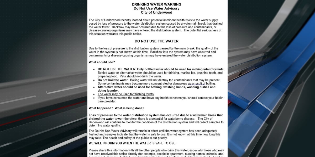 Underwood under do not use water advisory