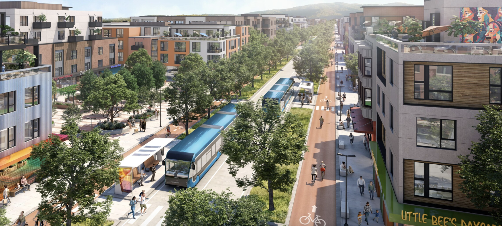 Concept Rendering of a Main Street in the Suisun City Expansion, image via California Forever