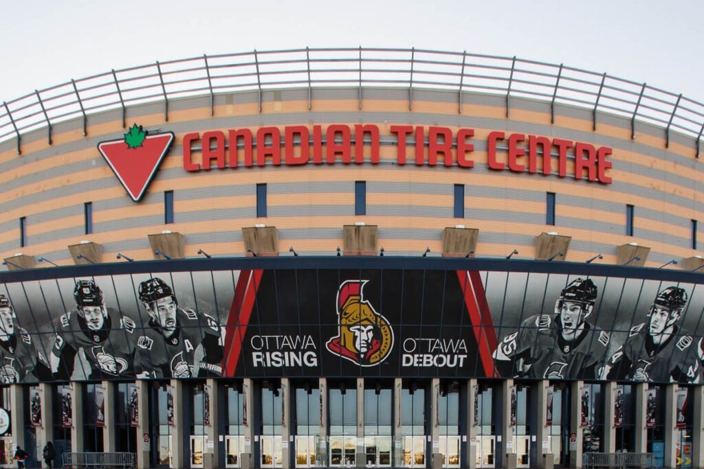 General exterior view of the Canadian Tire Centre in Ottawa
