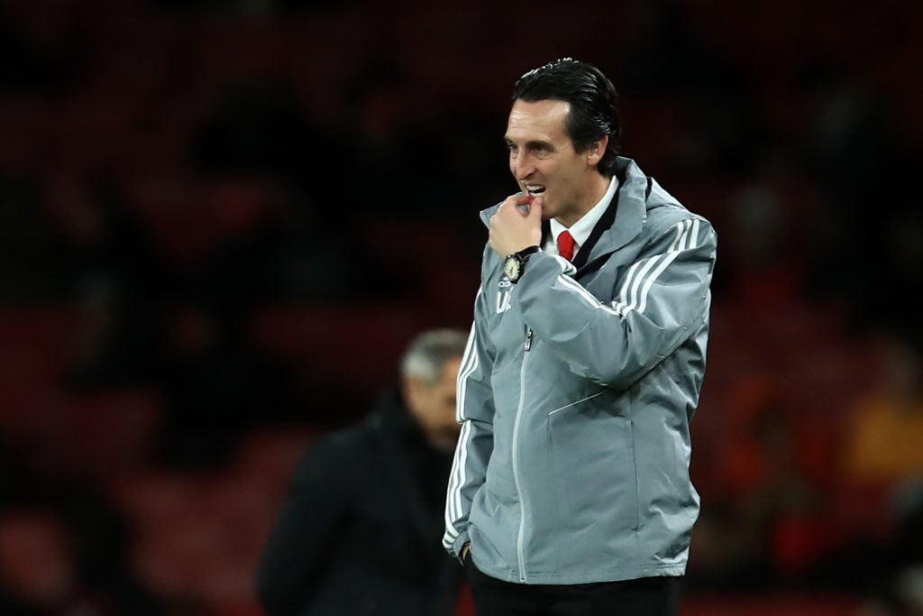 Unai Emery looking on during an Arsenal game