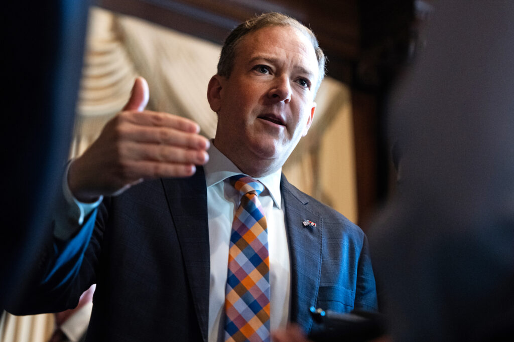 EPA Administrator Lee Zeldin talks with reporters on Feb. 18 at the agency’s headquarters in Washington, D.C. Credit: om Williams/CQ-Roll Call, Inc via Getty Images