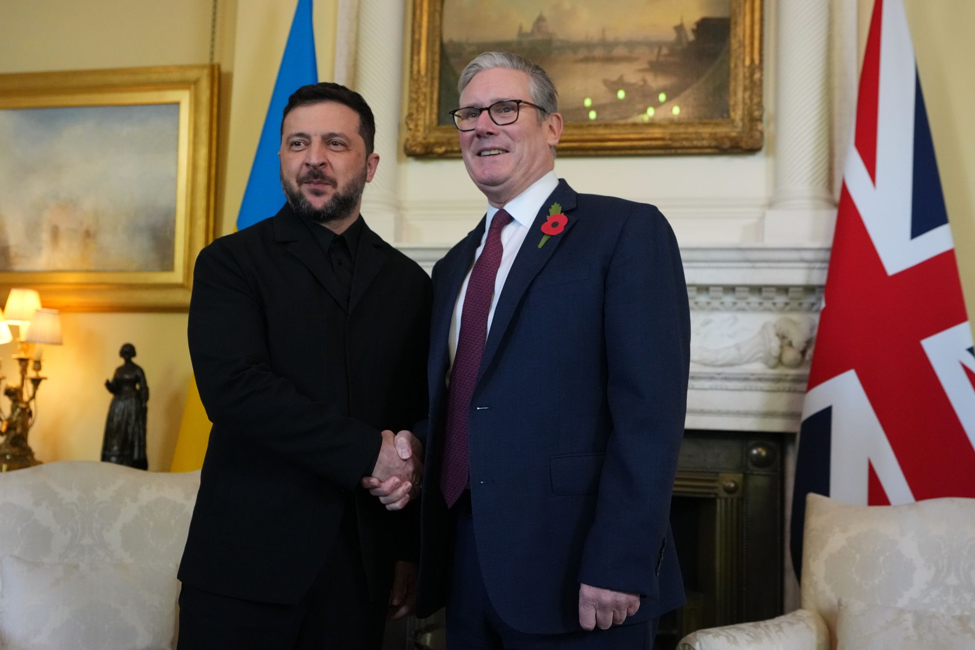 UK Prime Minister Keir Starmer welcomes Ukraine's President Volodymyr Zelensky