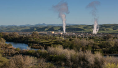 The Salinas River flows through California’s San Ardo Oil Field. Credit: George Rose/Getty Images