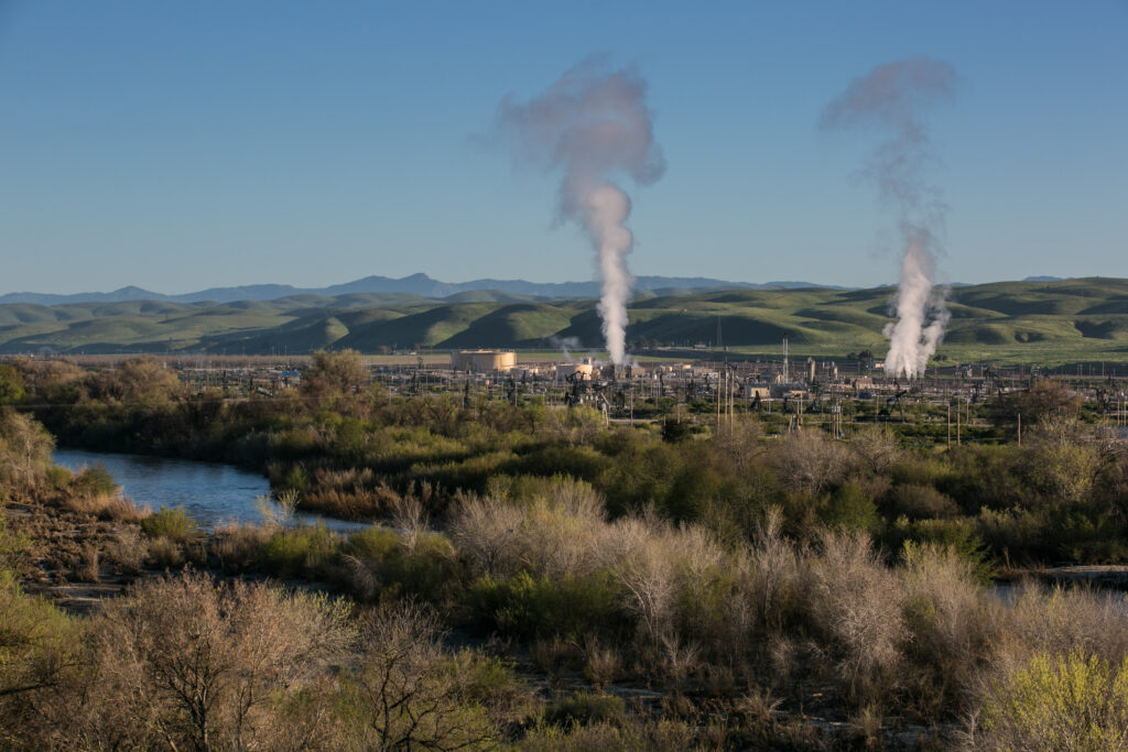 The Salinas River flows through California’s San Ardo Oil Field. Credit: George Rose/Getty Images