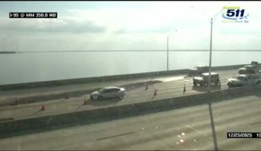 Spill from crash causes hazard for drivers on Fuller Warren Bridge