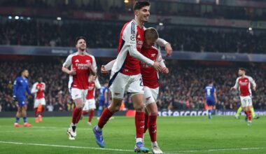 Havertz and Zinchenko Celebrating v Dinamo Zagreb