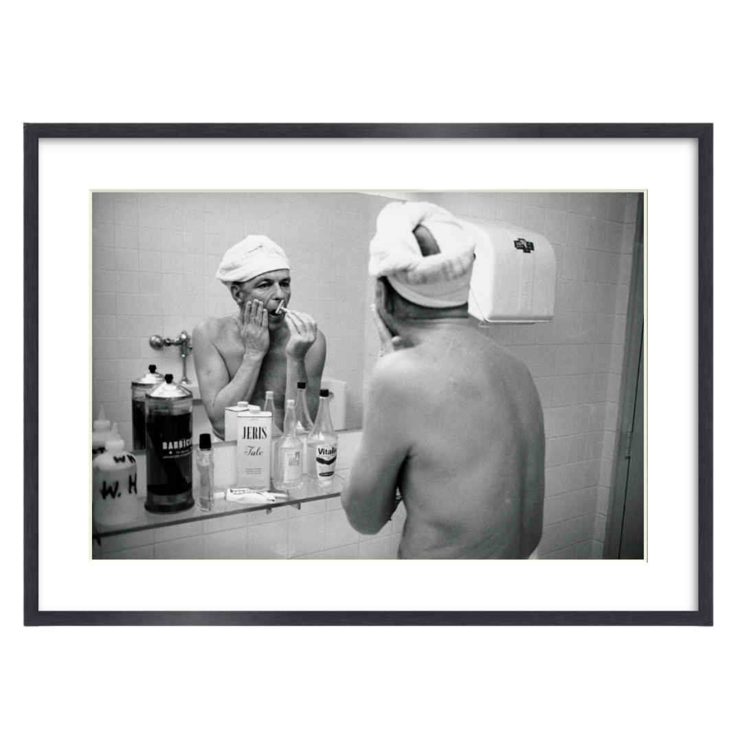 Frank Sinatra Shaving His Face in a Mirror - Photographic Print for Sale