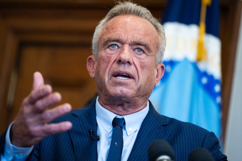 HHS Secretary Robert F. Kennedy Jr., speaks at an event at the USDA Whitten Building on Monday, August 4, 2025.