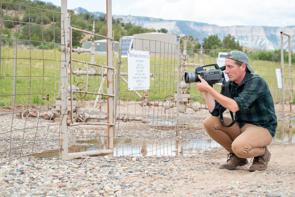 Andrew Klooster surveys oil and gas infrastructure near Rifle, Colo. Credit: Lee Pruitt/Inside Climate News