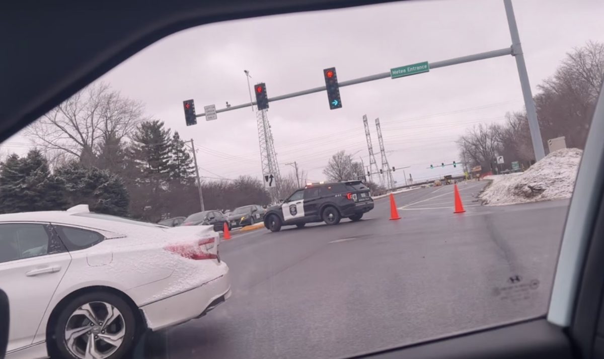 The Eola and Diehl intersection was closed off Wednesday afternoon due to a gas leak, leading to the early dismissal of students attending Metea.