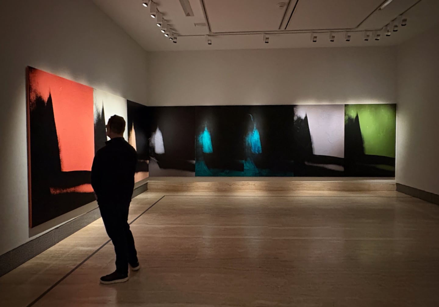 Works from Andy Warhol's "Shadows" series from the late 1970s, at the "Warhol/Pollock" exhibition at Madrid's Thyssen Bornemisza National Museum in late November.