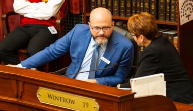 Sen. James Ruchti, D-Pocatello on the Senate floor on March 10, 2025, at the Idaho Capitol Building in Boise.