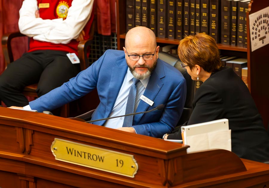Sen. James Ruchti, D-Pocatello on the Senate floor on March 10, 2025, at the Idaho Capitol Building in Boise.