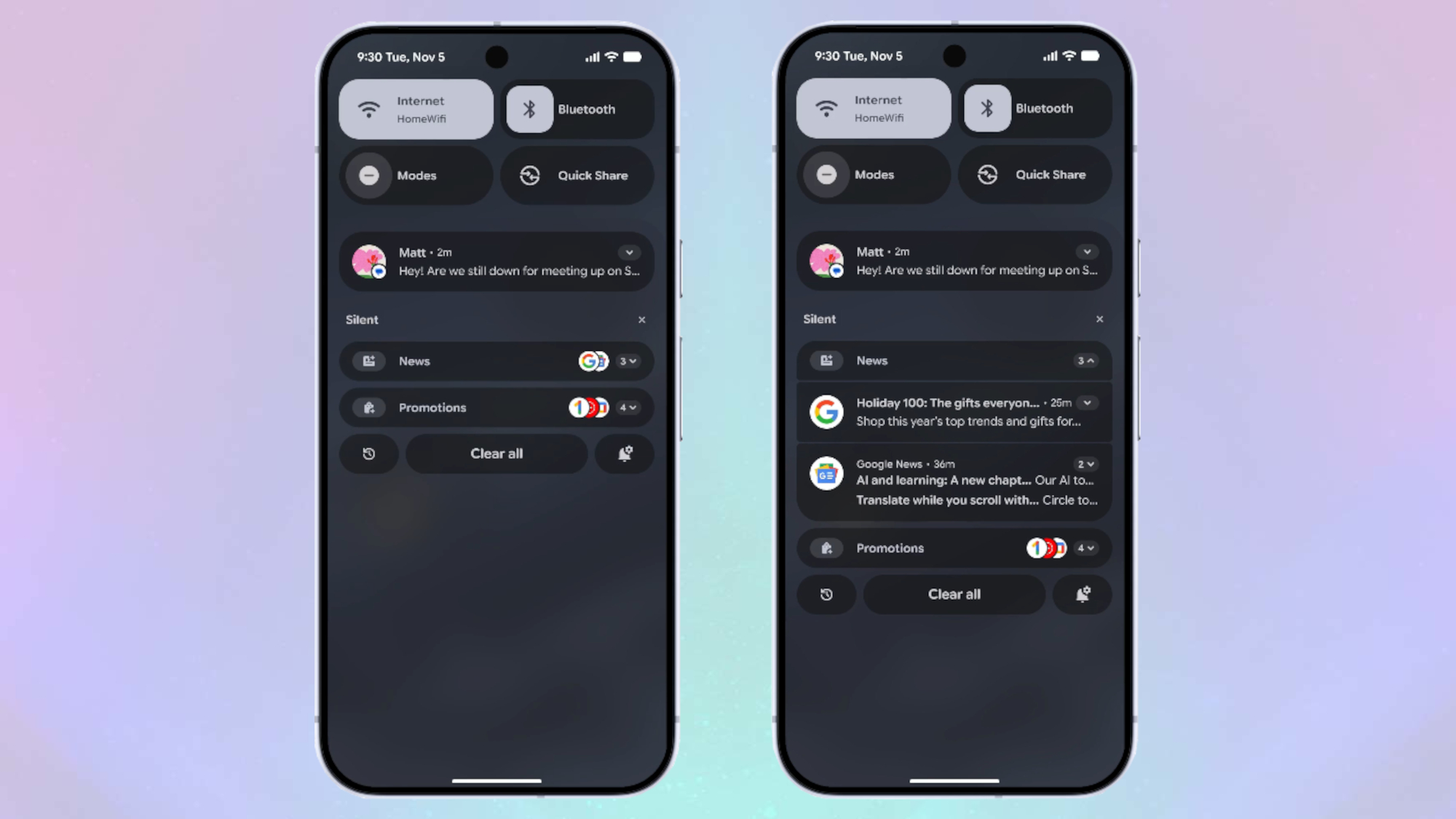 Google's Notification organizer