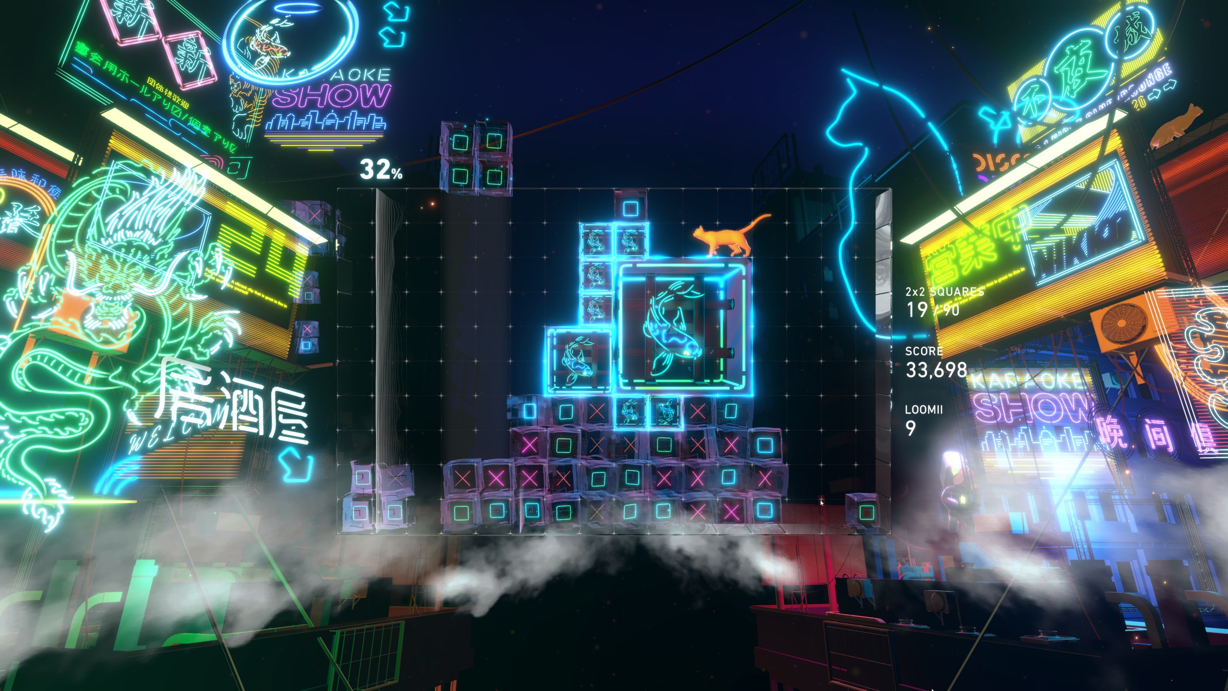 A screenshot from the video game Lumines Arise.