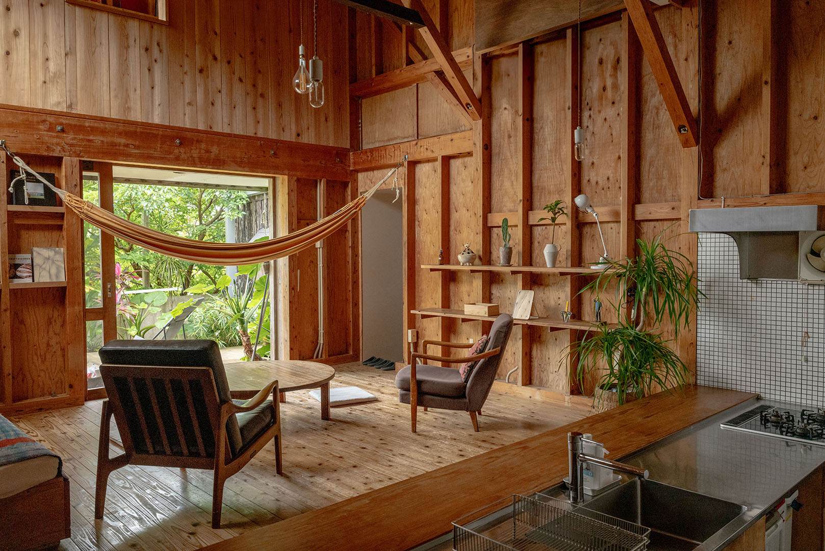 wood cabin living room