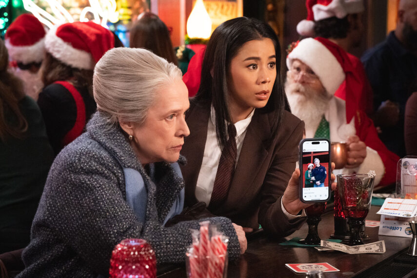 “A Christmas Gift, of Sorts” -- Coverage of the CBS Original Series MATLOCK, scheduled to air on the CBS Television Network. Pictured (L-R): Kathy Bates as “Madeline Matlock” and Leah Lewis as “Sarah Franklin.