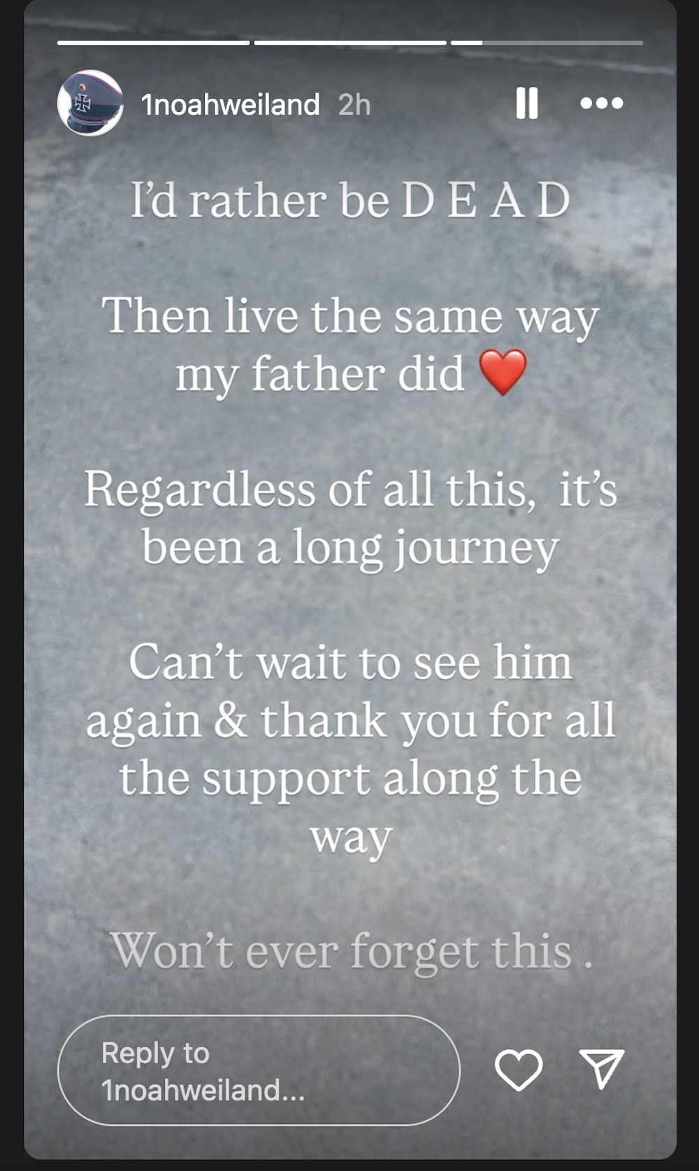 Noah Weiland IG screen capture