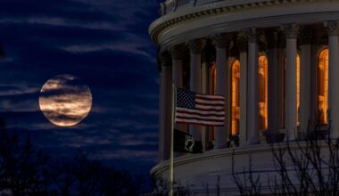 The last super moon of the year, the "Cold Supermoon," rises behind the US Capitol, Dec. 4, in Washington.