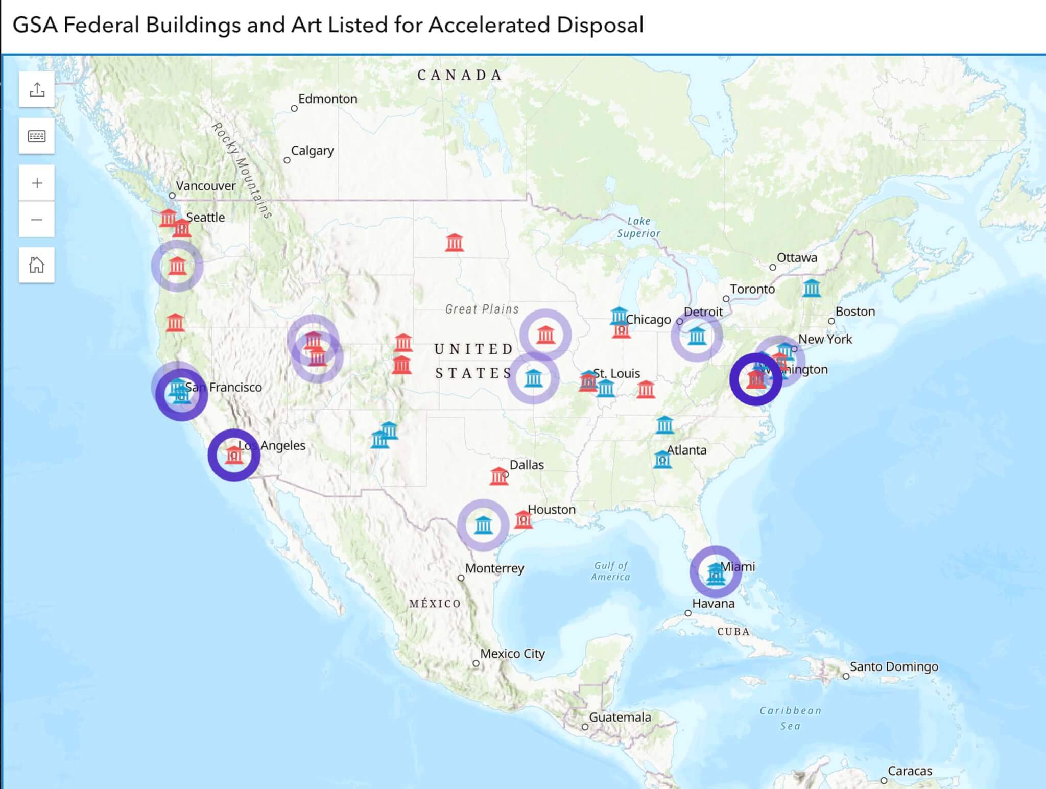Living New Deal’s mapping of federal properties at risk