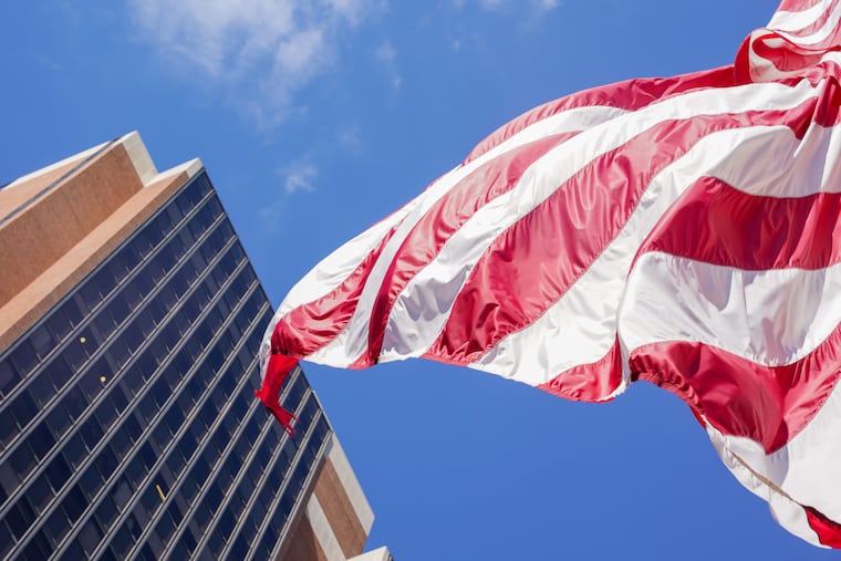 A flag outside the federal courthouse in Philadelphia.