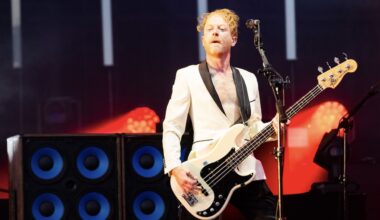 James Johnston of Biffy Clyro headlines the Main stage during day two of TRNSMT Festival 2025 at Glasgow Green on July 12, 2025