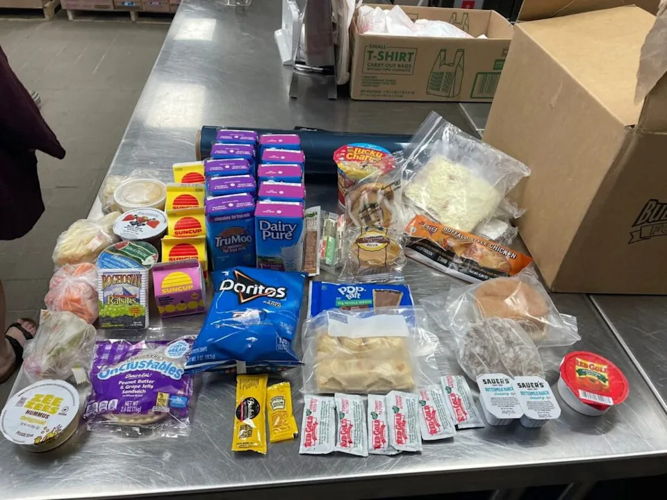 Examples of the types of products provided to families in each summer meals to-go box. Courtesy of Hickory City Schools