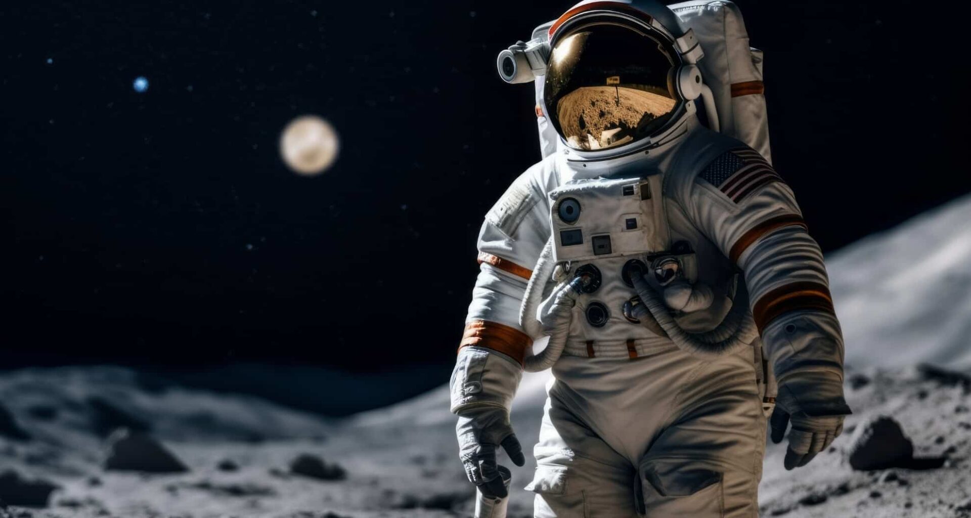 Astronaut Standing On The Moon Surface