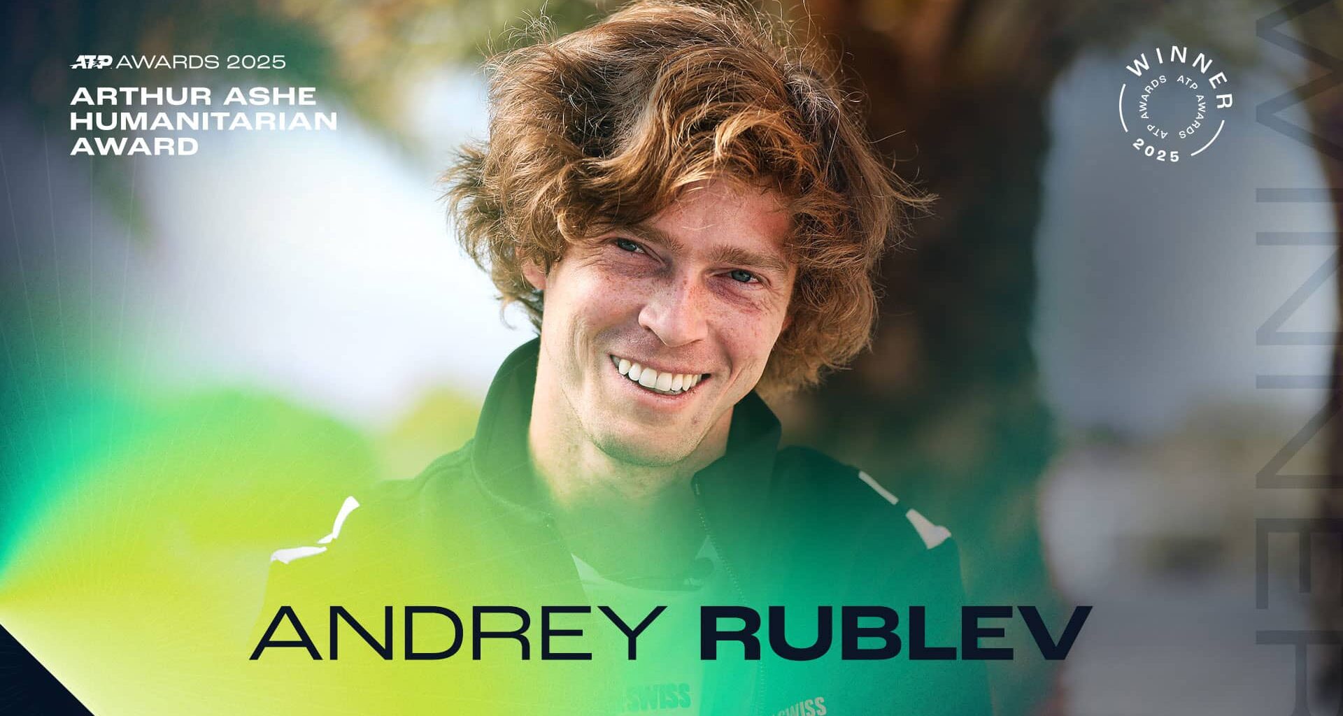 Andrey Rublev honoured with Arthur Ashe Humanitarian Award | 2025 ATP Awards | ATP Tour