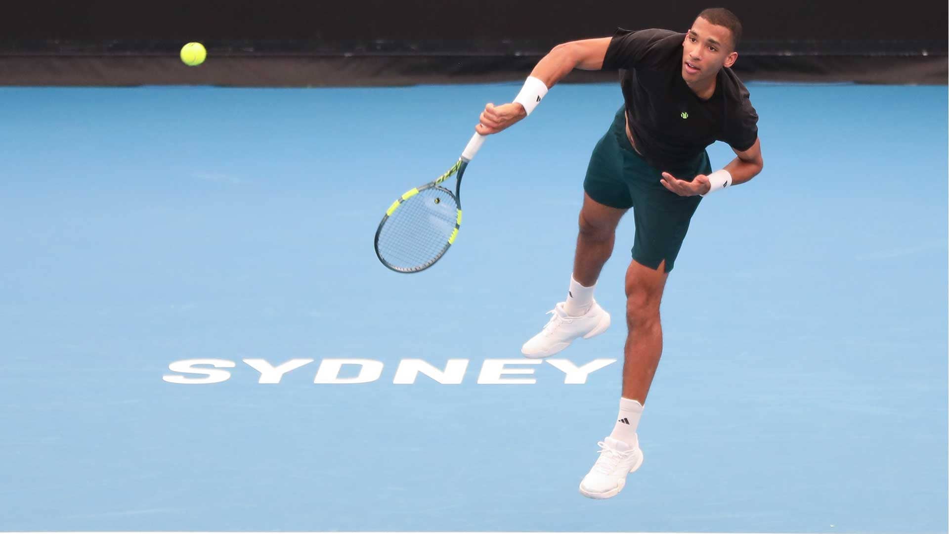 Felix Auger-Aliassime practises Tuesday in Sydney ahead of the United Cup.