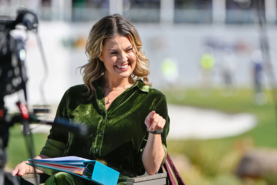 SCOTTSDALE, AZ - FEBRUARY 08: CBS Sports Golf Analyst Amanda Balionis sits on the set near the fairway on 16 during the third round of the Waste Management Phoenix Open at TPC Scottsdale (Stadium Course) on February 8, 2025, in Scottsdale, Arizona. (Photo by Ken Murray/Icon Sportswire via Getty Images)Icon Sportswire&sol;Getty Images