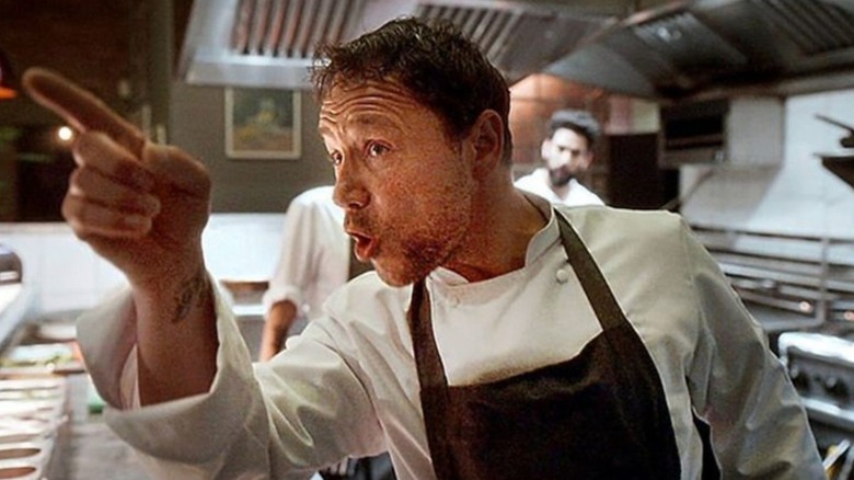 Stephen Graham as Andy Jones, shouting and pointing in the kitchen in Boiling Point