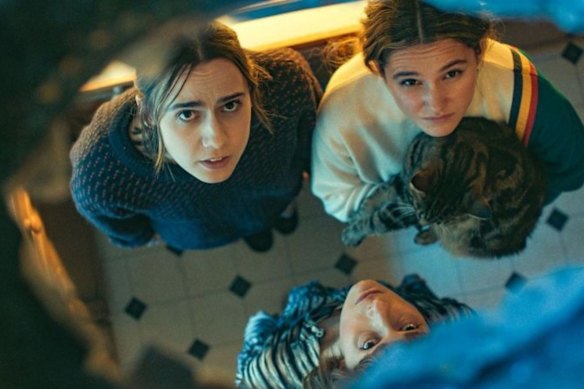 Kat Sadler (left), Lizzie Davidson and Louise Brealey (bottom) in Such Brave Girls.