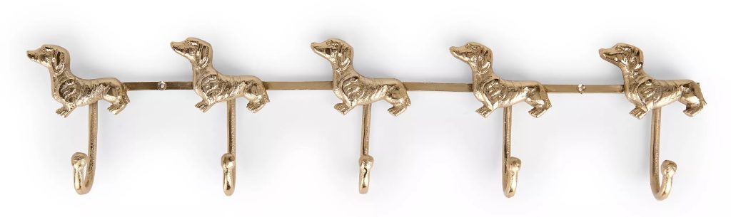 Gold Dachshund Wall Hooks