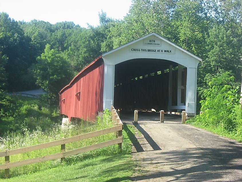 The Deer's Mill Covered Bridge, at the edge of Shades State Park in Indiana.