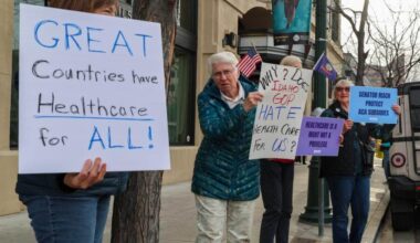 demonstration outside of Risch's office