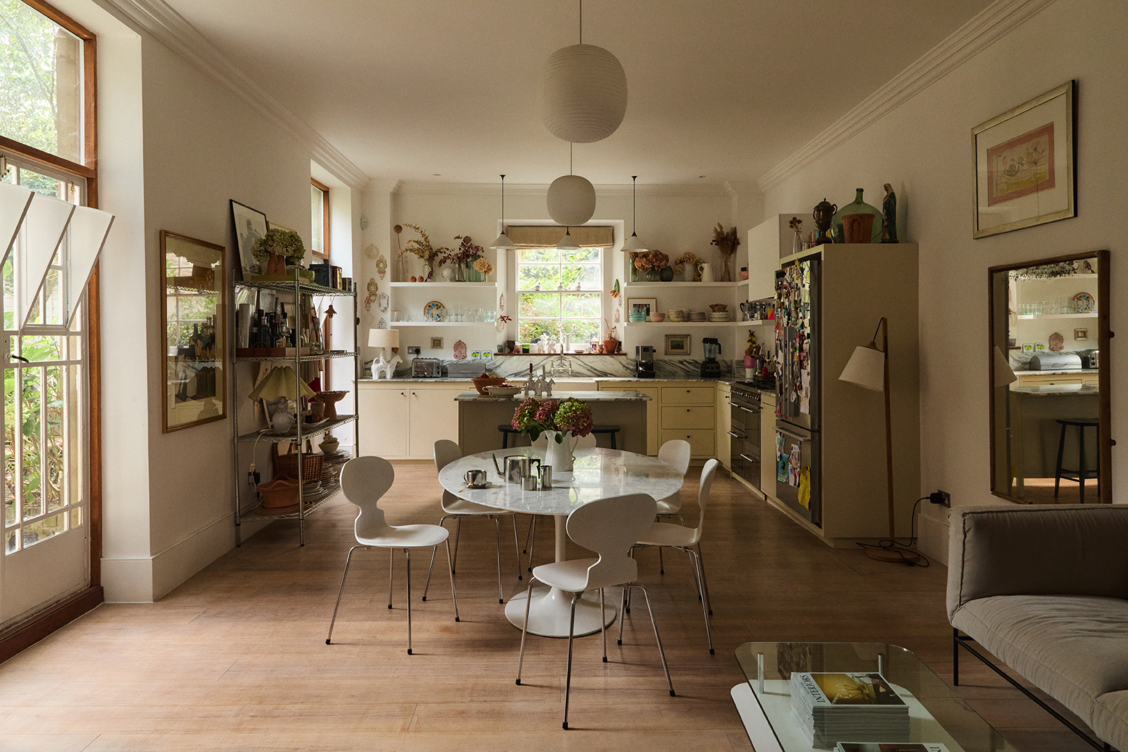 open kitchen and dining room
